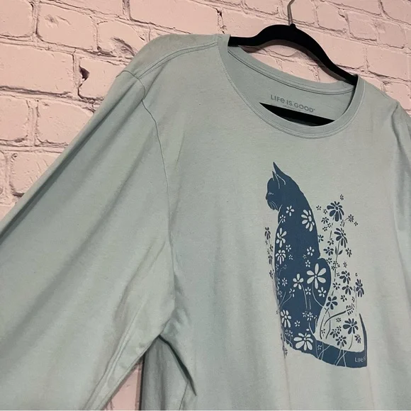 Life Is Good Woman’s Long Sleeve Cat Crusher Tees Bundle Blue - White Size XXL - Picture 5 of 14